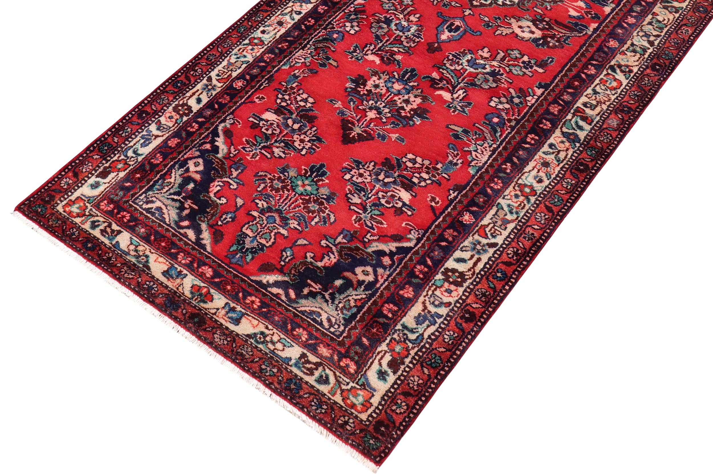 handmade Traditional Kashan Red Beige Hand Knotted RUNNER 100% WOOL area rug 3 x 9