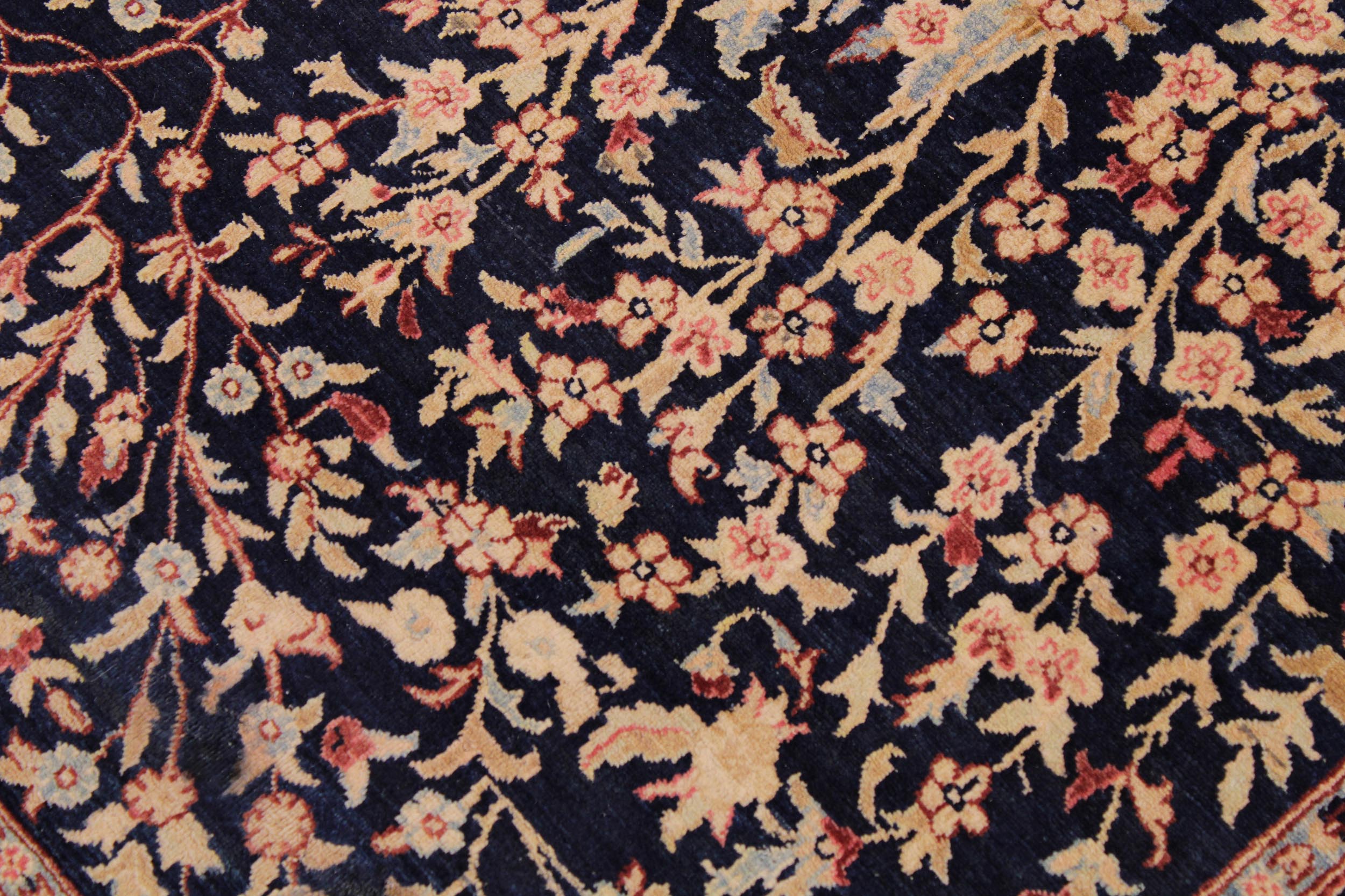 handmade Traditional Kashan Blue Tan Hand Knotted RECTANGLE 100% WOOL area rug 9x12