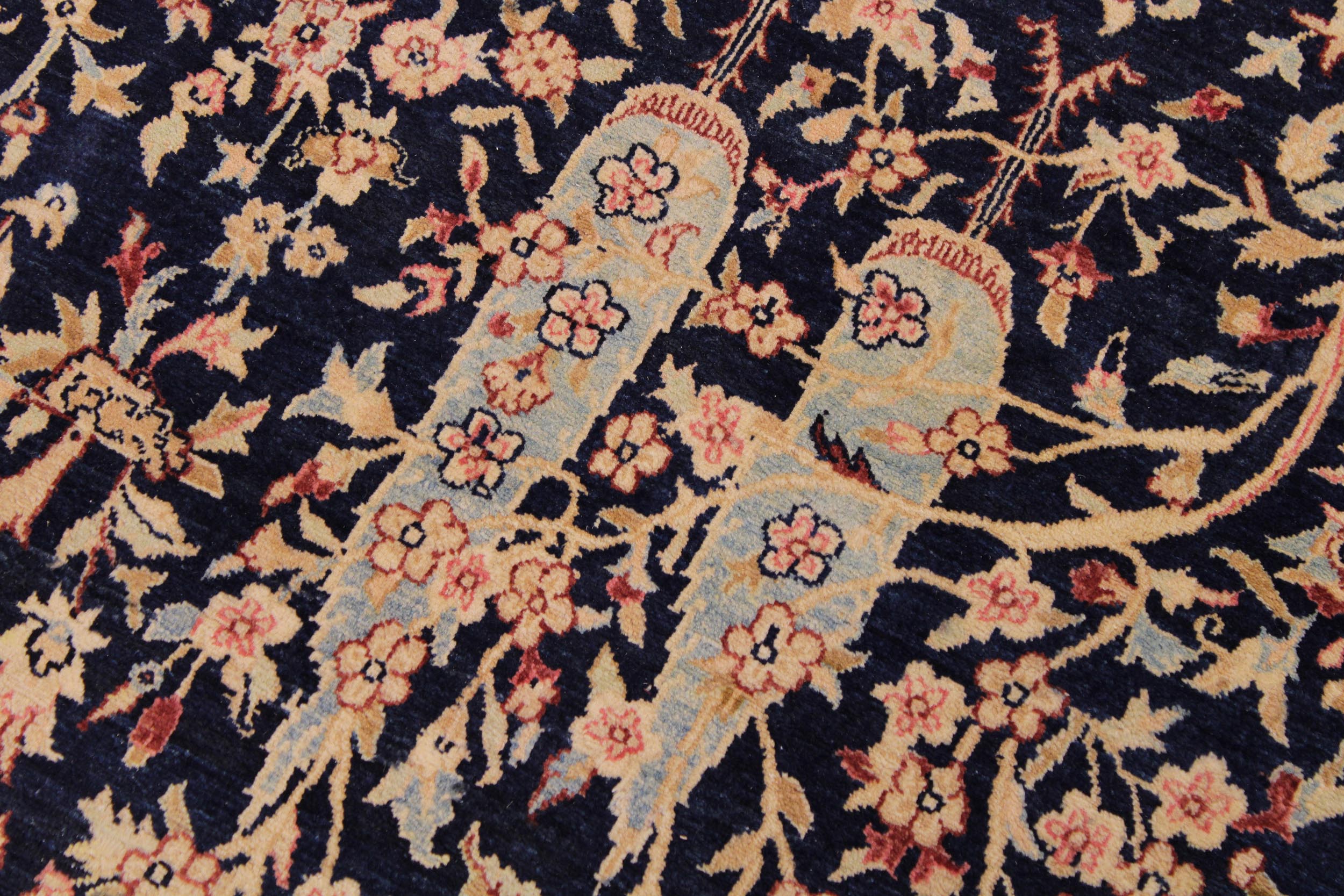 handmade Traditional Kashan Blue Tan Hand Knotted RECTANGLE 100% WOOL area rug 9x12