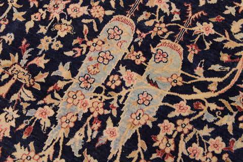 handmade Traditional Kashan Blue Tan Hand Knotted RECTANGLE 100% WOOL area rug 9x12