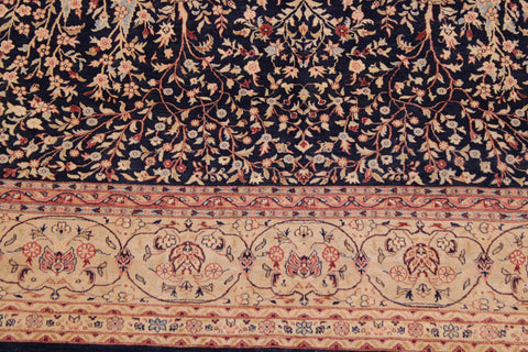 handmade Traditional Kashan Blue Tan Hand Knotted RECTANGLE 100% WOOL area rug 9x12