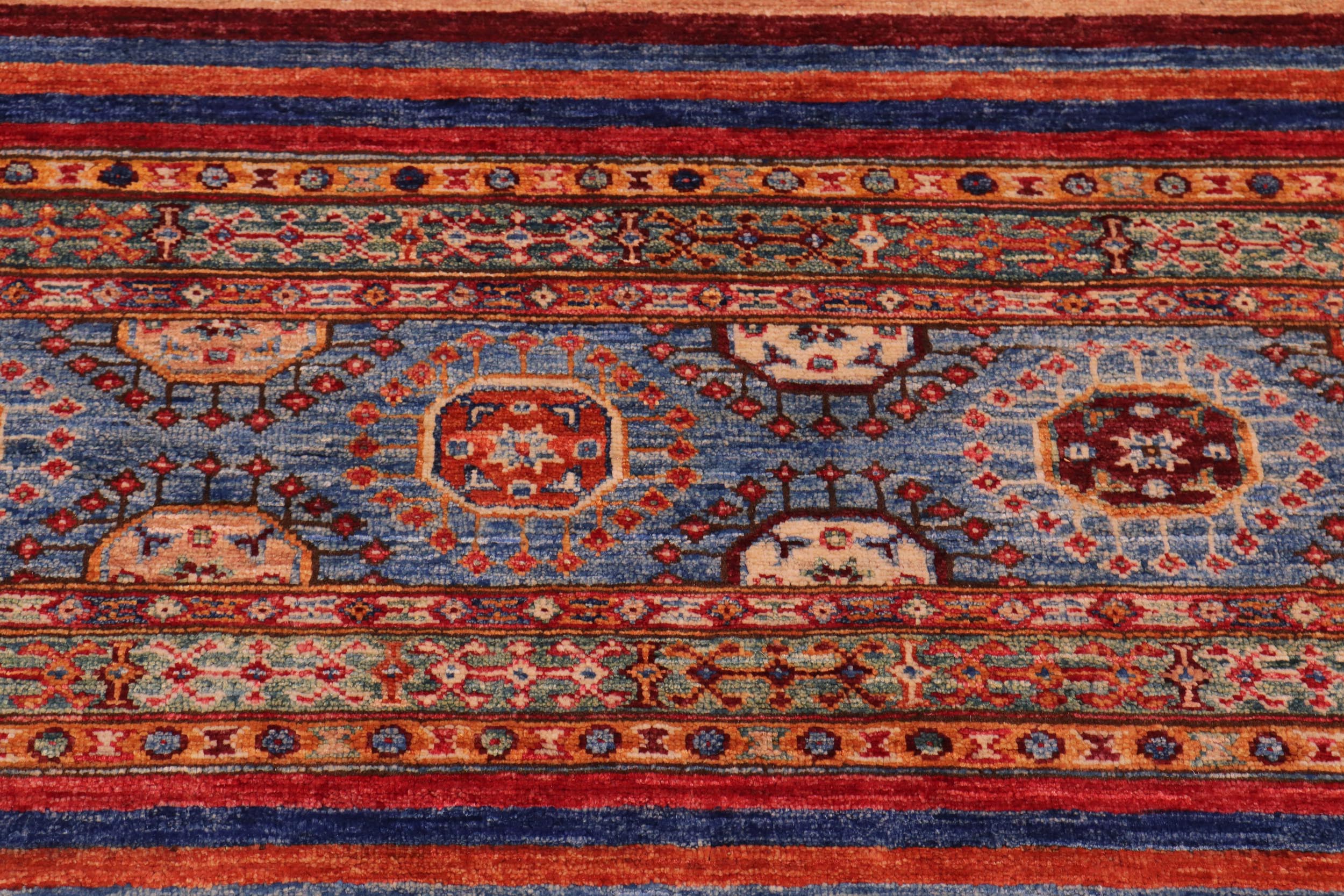 handmade Geometric Kurjean Red Blue Hand Knotted RECTANGLE 100% WOOL area rug 8x10