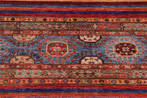 handmade Geometric Kurjean Red Blue Hand Knotted RECTANGLE 100% WOOL area rug 8x10