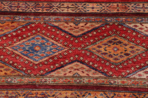 handmade Geometric Kurjean Red Blue Hand Knotted RECTANGLE 100% WOOL area rug 8x10