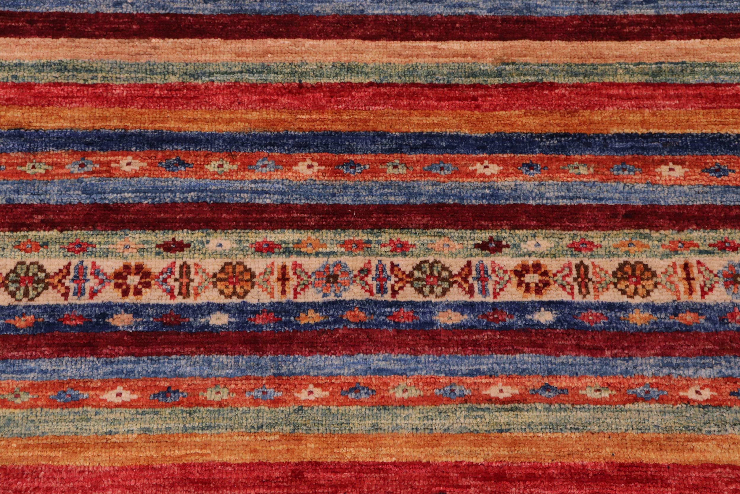 handmade Geometric Kurjean Red Blue Hand Knotted RECTANGLE 100% WOOL area rug 8x10