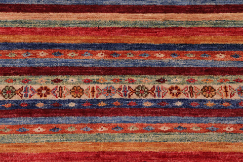 handmade Geometric Kurjean Red Blue Hand Knotted RECTANGLE 100% WOOL area rug 8x10