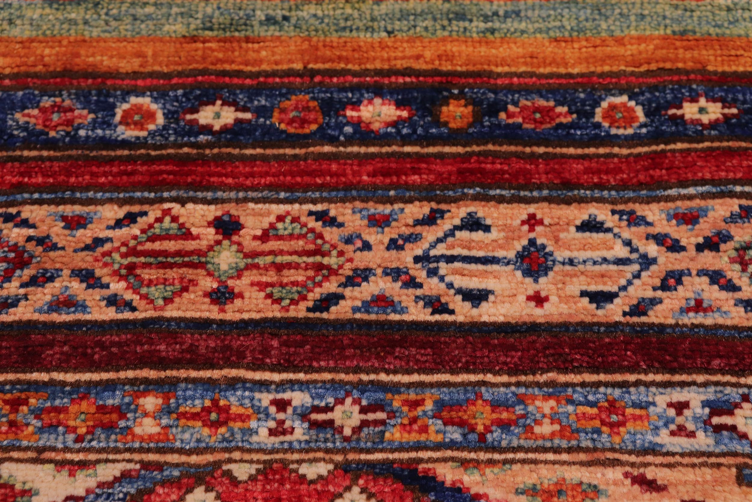 handmade Geometric Kurjean Red Blue Hand Knotted RECTANGLE 100% WOOL area rug 8x10