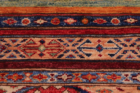 handmade Geometric Kurjean Red Blue Hand Knotted RECTANGLE 100% WOOL area rug 8x10