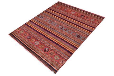 handmade Geometric Kurjean Red Blue Hand Knotted RECTANGLE 100% WOOL area rug 9x12