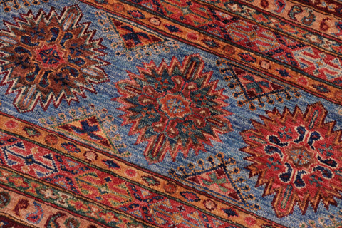 handmade Geometric Kurjean Red Blue Hand Knotted RECTANGLE 100% WOOL area rug 9x12