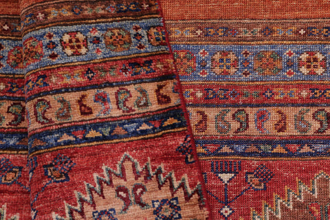 handmade Geometric Kurjean Red Blue Hand Knotted RECTANGLE 100% WOOL area rug 9x12