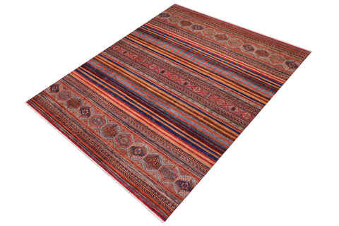 handmade Geometric Kurjean Red Blue Hand Knotted RECTANGLE 100% WOOL area rug 9x12