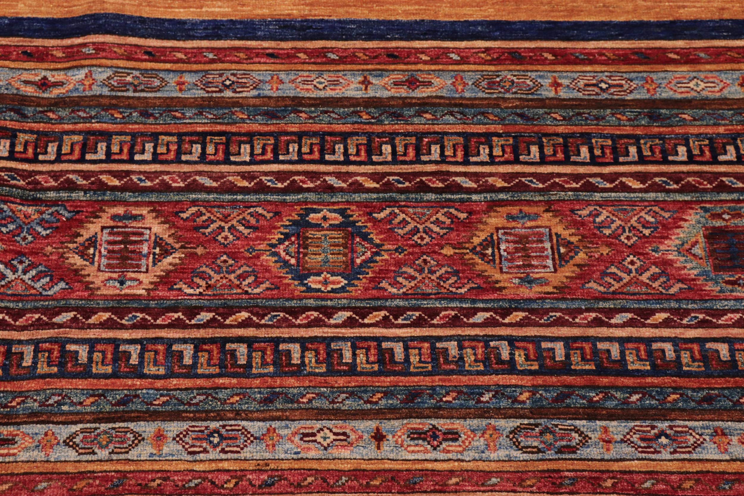 handmade Geometric Kurjean Red Blue Hand Knotted RECTANGLE 100% WOOL area rug 9x12