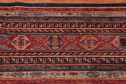 handmade Geometric Kurjean Red Blue Hand Knotted RECTANGLE 100% WOOL area rug 9x12