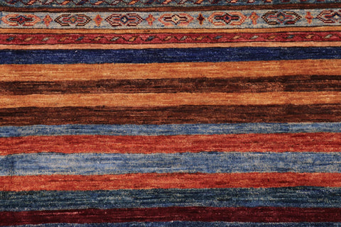 handmade Geometric Kurjean Red Blue Hand Knotted RECTANGLE 100% WOOL area rug 9x12