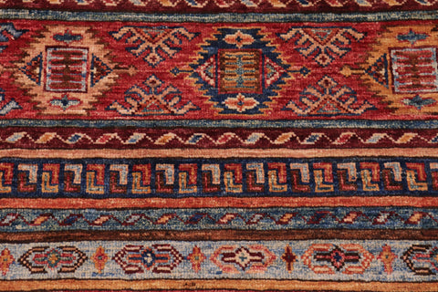 handmade Geometric Kurjean Red Blue Hand Knotted RECTANGLE 100% WOOL area rug 9x12