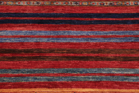 handmade Geometric Kurjean Red Blue Hand Knotted RECTANGLE 100% WOOL area rug 9x13