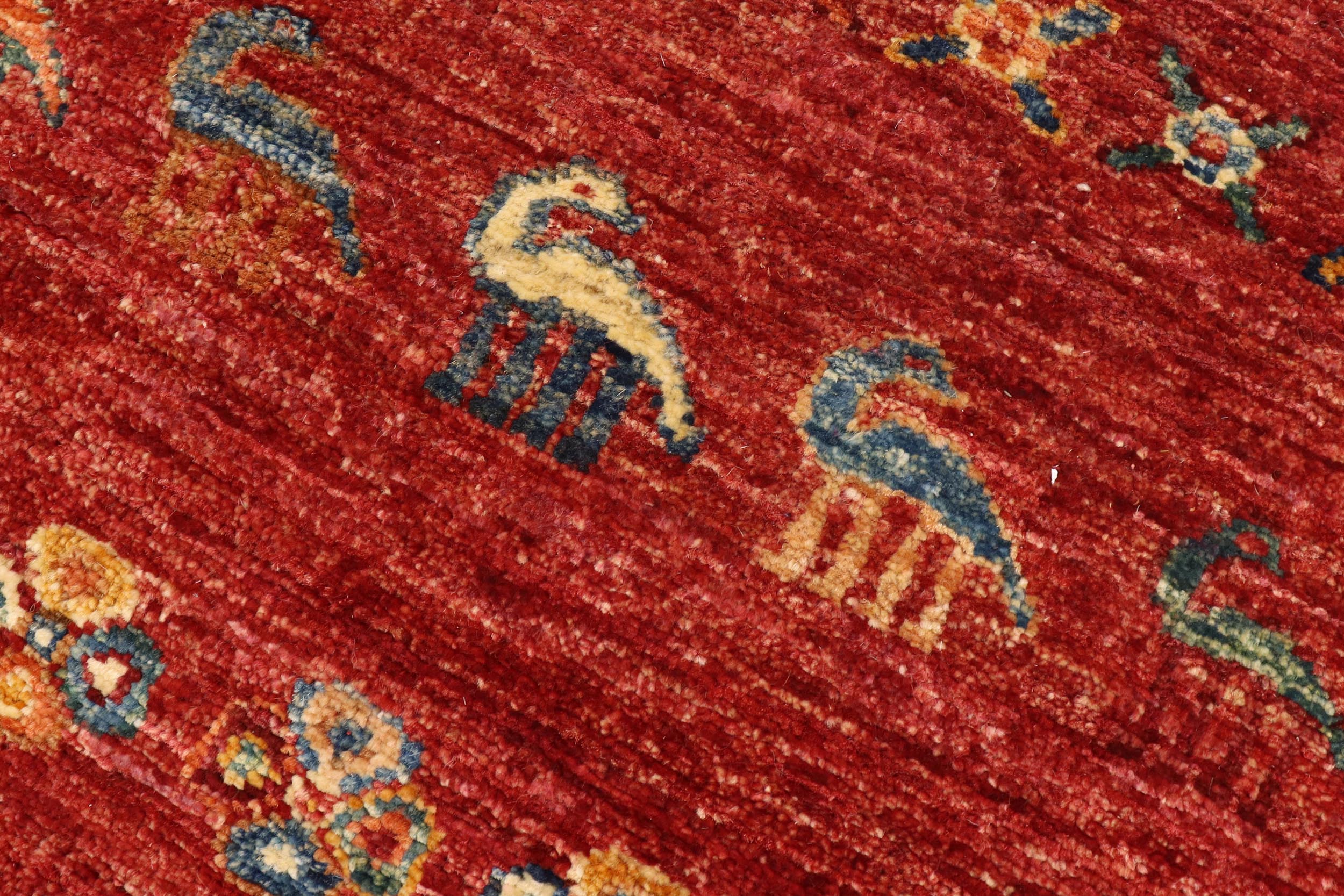 handmade Geometric Kurjean Red Blue Hand Knotted RECTANGLE 100% WOOL area rug 6x8