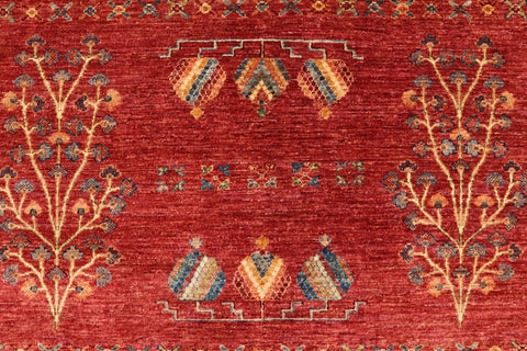 handmade Geometric Kurjean Red Blue Hand Knotted RECTANGLE 100% WOOL area rug 6x8