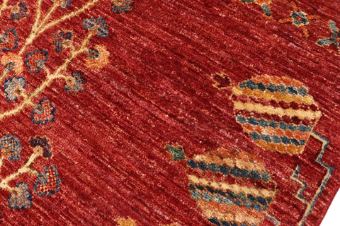 handmade Geometric Kurjean Red Blue Hand Knotted RECTANGLE 100% WOOL area rug 6x8