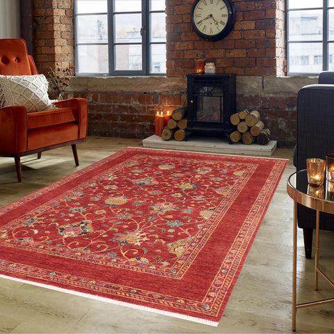 handmade Geometric Kurjean Red Blue Hand Knotted RECTANGLE 100% WOOL area rug 6x8