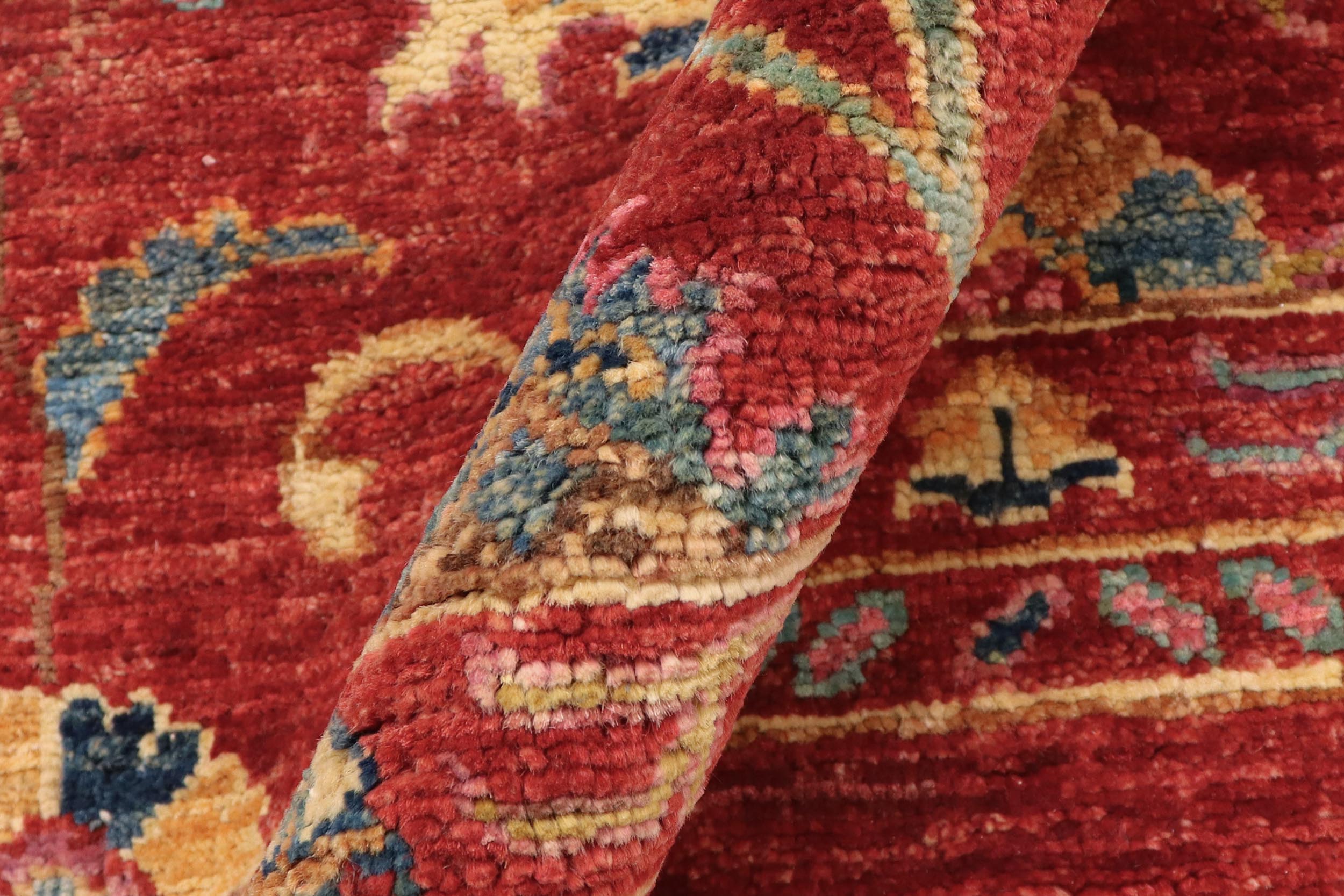 handmade Geometric Kurjean Red Blue Hand Knotted RECTANGLE 100% WOOL area rug 6x8