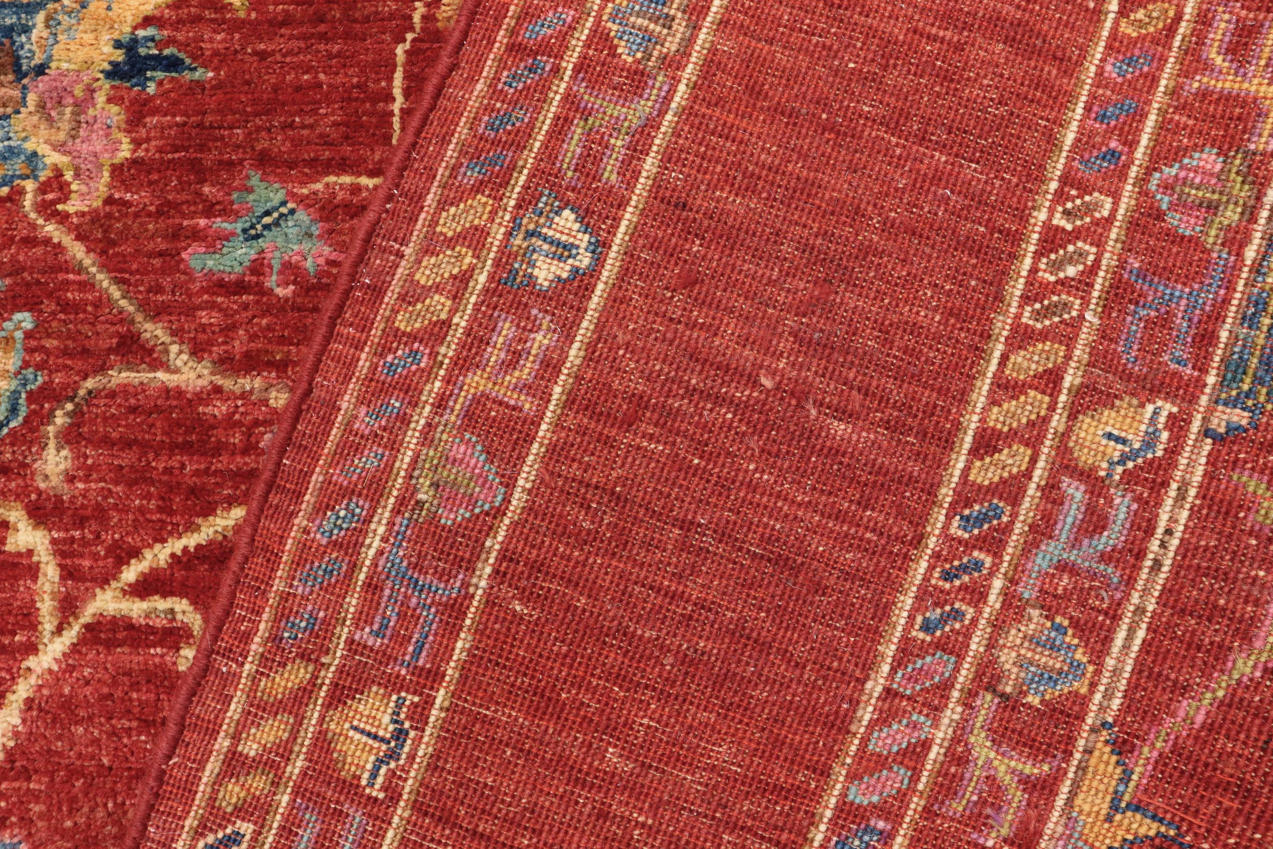 handmade Geometric Kurjean Red Blue Hand Knotted RECTANGLE 100% WOOL area rug 6x8