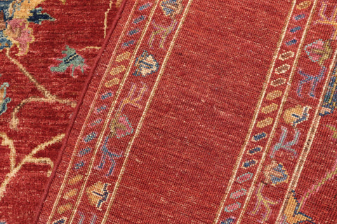 handmade Geometric Kurjean Red Blue Hand Knotted RECTANGLE 100% WOOL area rug 6x8