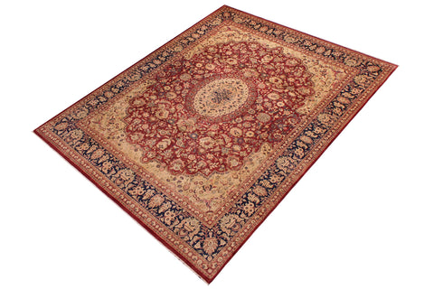 handmade Traditional Hussani Red Blue Hand Knotted RECTANGLE 100% WOOL area rug 9 x 11