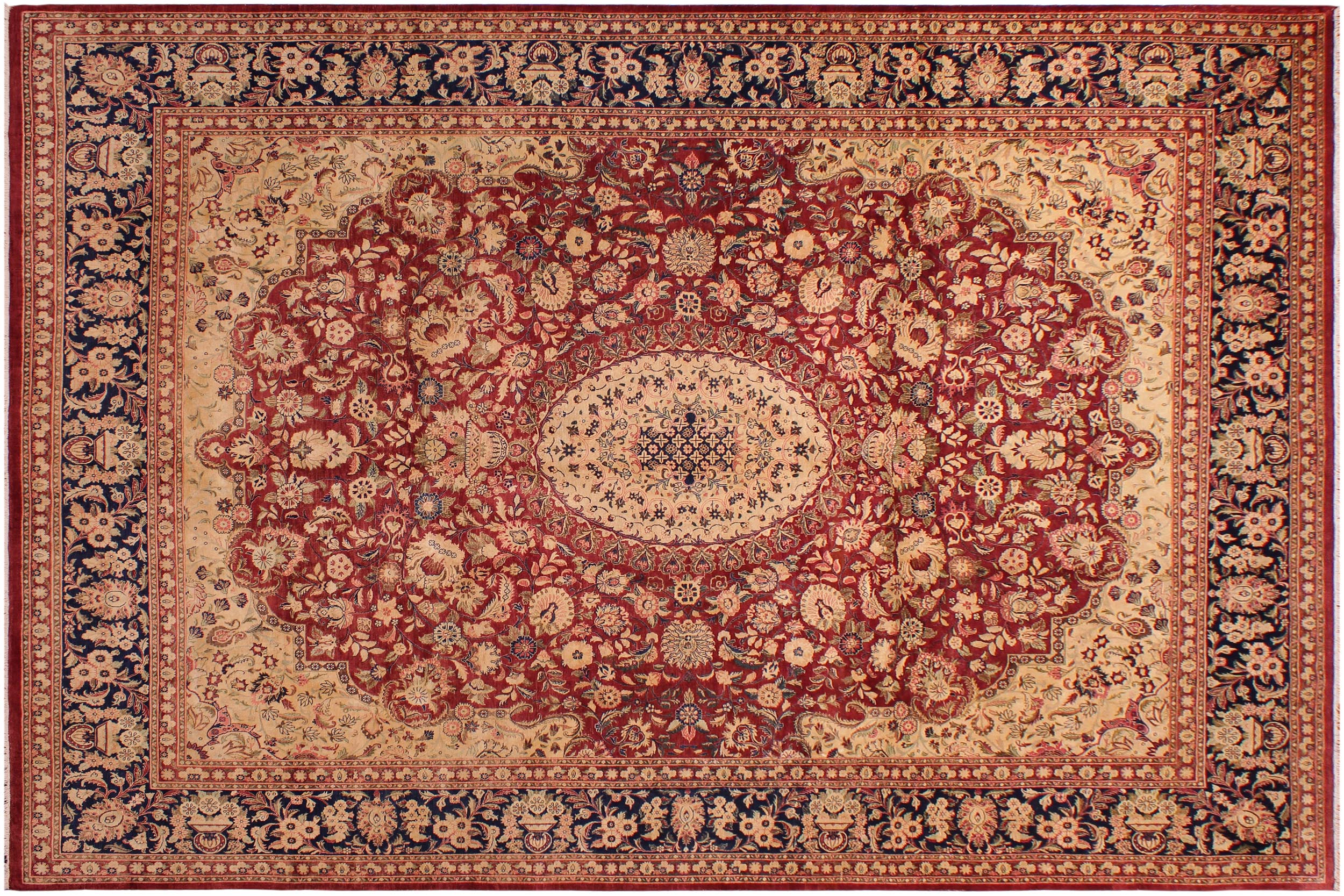 handmade Traditional Hussani Red Blue Hand Knotted RECTANGLE 100% WOOL area rug 9 x 11