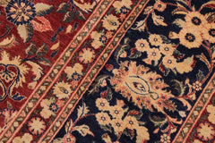 Vintage Persian Hussani Jenifer Red/Blue Wool Rug - 9'1''X11'4''