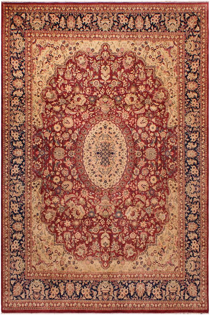Traditional Hussani Jenifer Red Blue Hand Knotted Area rugs 9X11
