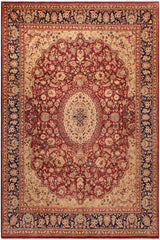 Traditional Hussani Jenifer Red Blue Hand Knotted Area rugs 9X11