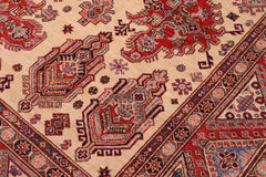 handmade Geometric Super Kazak Ivory Red Hand Knotted RECTANGLE 100% WOOL area rug 9X12