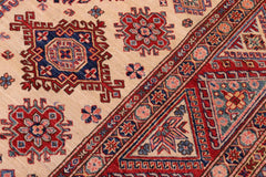 handmade Geometric Super Kazak Ivory Red Hand Knotted RECTANGLE 100% WOOL area rug 9X12