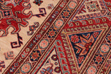 handmade Geometric Super Kazak Ivory Red Hand Knotted RECTANGLE 100% WOOL area rug 9 x 12