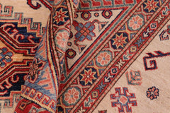 handmade Geometric Super Kazak Ivory Red Hand Knotted RECTANGLE 100% WOOL area rug 9X12