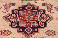 handmade Geometric Super Kazak Ivory Red Hand Knotted RECTANGLE 100% WOOL area rug 9X12