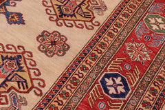 handmade Geometric Super Kazak Ivory Red Hand Knotted RECTANGLE 100% WOOL area rug 9X12