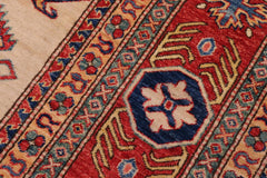 handmade Geometric Super Kazak Ivory Red Hand Knotted RECTANGLE 100% WOOL area rug 9X12