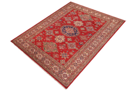 handmade Geometric Super Kazak Red Beige Hand Knotted RECTANGLE 100% WOOL area rug 9' x 12'