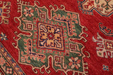 handmade Geometric Super Kazak Red Beige Hand Knotted RECTANGLE 100% WOOL area rug 9 x 12