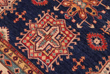 handmade Geometric Super Kazak Blue Beige Hand Knotted RECTANGLE 100% WOOL area rug 8 x 10