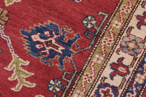 handmade Geometric Kazak Red Beige Hand Knotted RUNNER 100% WOOL area rug 3x10