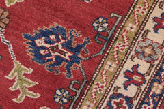 handmade Geometric Kazak Red Beige Hand Knotted RUNNER 100% WOOL area rug 3x10