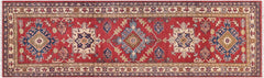handmade Geometric Kazak Red Beige Hand Knotted RUNNER 100% WOOL area rug 3x10