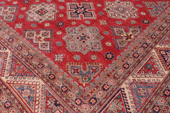 handmade Geometric Super Kazak Red Beige Hand Knotted RECTANGLE 100% WOOL area rug 12X15