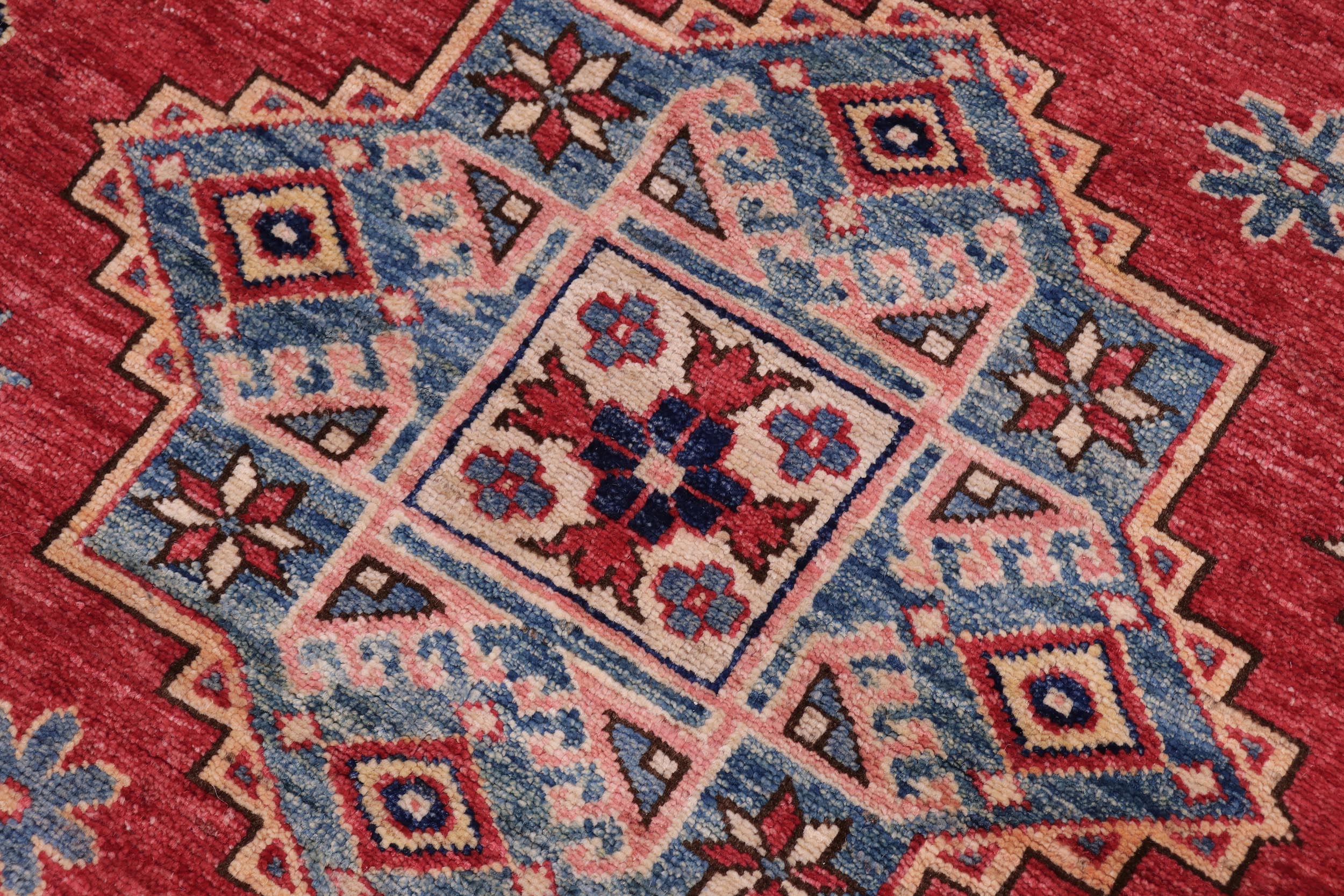 handmade Geometric Super Kazak Red Beige Hand Knotted RECTANGLE 100% WOOL area rug 12' x 15'