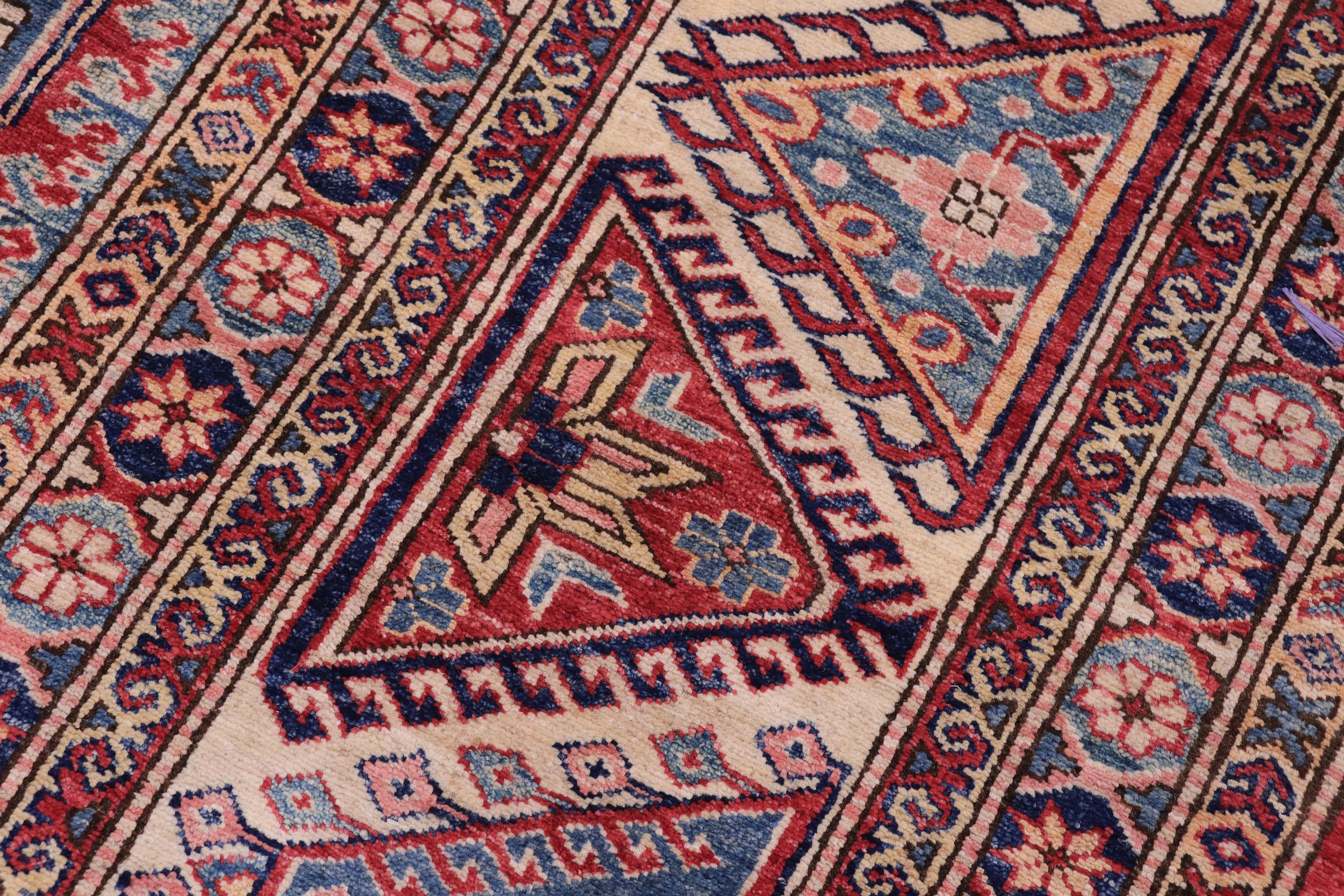 handmade Geometric Super Kazak Red Beige Hand Knotted RECTANGLE 100% WOOL area rug 12' x 15'