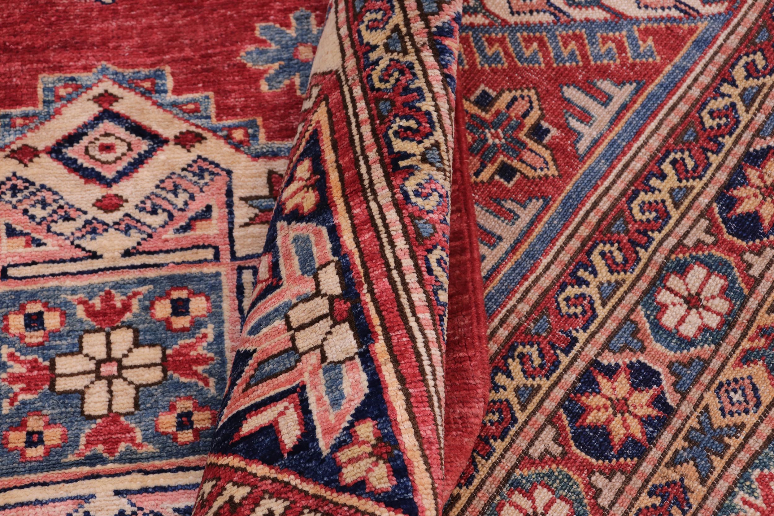 handmade Geometric Super Kazak Red Beige Hand Knotted RECTANGLE 100% WOOL area rug 12' x 15'
